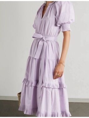 Ulla Johnson Soft Lavender Pleated Ruffle Neck Top